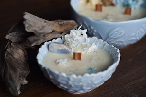 Small Blue Candle Bowl - Blue Calcite Food for the Soul