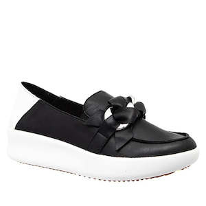 Shoe: Alfie & Evie Mafia Loafer Slip On Black Leather