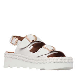 Shoe: Alfie & Evie Sabre White Platform Leather Sandals