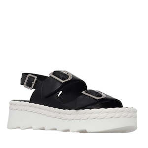 Shoe: Alfie & Evie Sabre Black Platform Leather Sandals