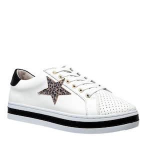 Shoe: Alfie & Evie Pixie White Animal black Casual Shoe Lace Up Platform