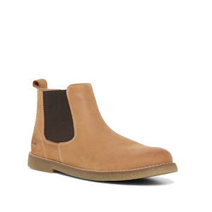 Shoe: Clarks Kids Chelsea II Youths Leather Boot Tan Waxy Leather