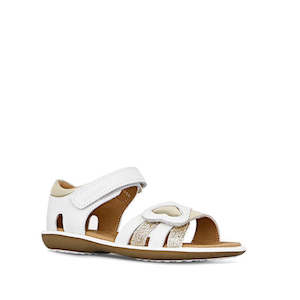 Shoe: Clarks - Girls Pippa White Leather Sandals E Average Width