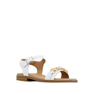 Clarks Girls Amy White Leather Sandal Special Occasion