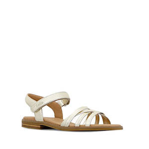 Clarks Kids Abbey Leather Sandal  Gold Metallic