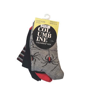 Shoe: Socks Columbine 3 Pack Spiders Grey Red Crew