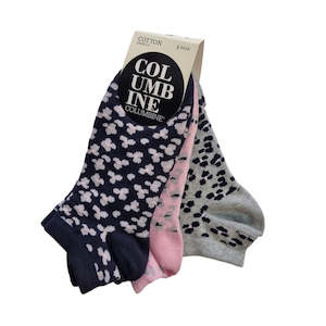 Columbine Socks Women's 3 Pack Animal Print Low Ankle