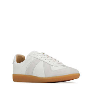 Shoe: EOS Melbaa White Leather Lace Up Trainer