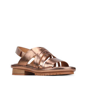 EOS Womens Fianah Low Heel Leather Sandal Metallic Copper