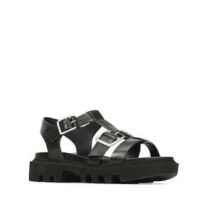 EOS Womens Flic Chunky Look Leather Sandal Black