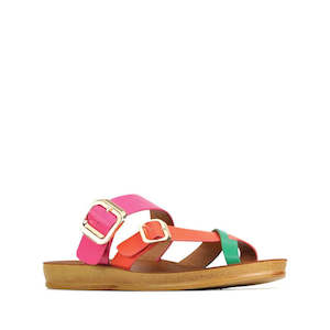 Los Cabos Dany Pink Orange Green Light Flexible Sandal Jandal