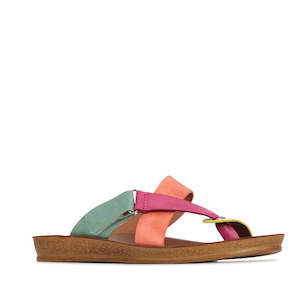 Los Cabos Bry Pink, Yellow, Orange, Green Flat Sandal Flip Flop Style