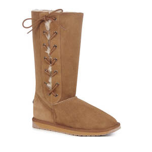 Shoe: EMU Platinum Hi Lace Chestnut Tan Sheepskin Boot