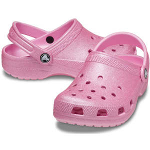 Shoe: Crocs Toddlers - Pink Tweed Glitter Clog Classic K