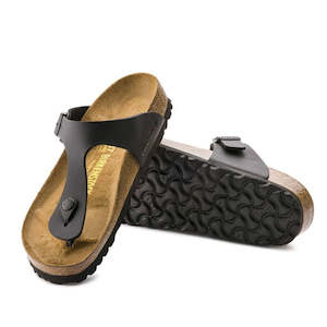 Shoe: Birkenstock Gizeh Birko Flor Black Regular Width