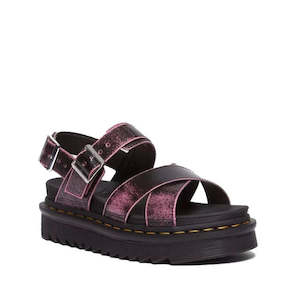 Dr Martens - Voss II Cross Strap Sandal Black Fondant Pink Rub Off