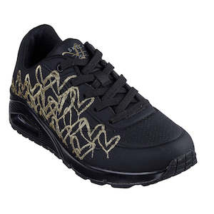 Skechers Uno Golden Heart X JGoldcrown  Black Gold