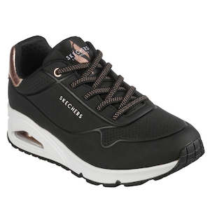 Skechers Uno Shimmer Away Black Trainer Black Pull On LAST ONE CLEARANCE