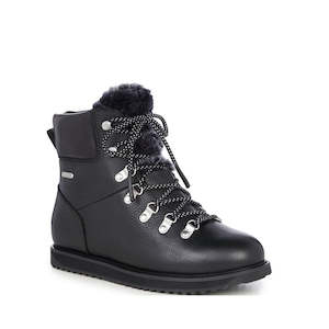 Shoe: Emu Womens Larawag Black Lace Up Wool Waterproof Boot