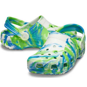 Shoe: Crocs Kids - Youths Glow Marbled Classic Clog Prep Blue Multi