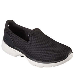 Shoe: Skechers Go Walk 6 Big Splash Black White Slip on Clearance