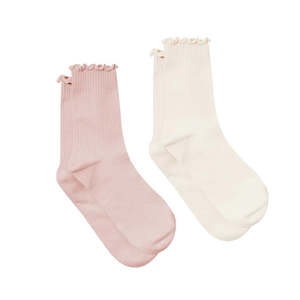 Pretty Brave Socks 2 Pair Pack Ruffle Blush/Stone