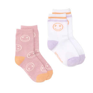 Pretty Brave Socks 2 Pair Pack Smiley Blush/White