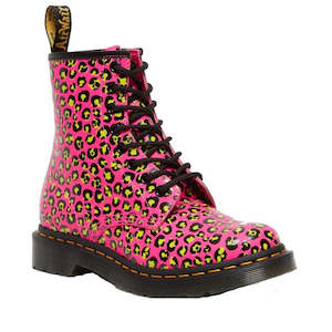 Shoe: Dr Martens 1460 Loud Leopard Clash Pink 8 Eye Boot