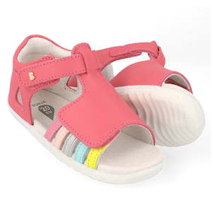 Shoe: Bobux Step Up Mirror Leather Sandal Guava Bright Pink Rainbow 727341