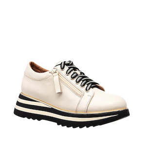 Shoe: Alfie & Evie Hosting Womens Leather Shoe Platform Cream