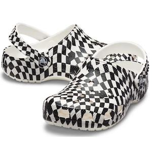 Shoe: Crocs Kids - Youths Classic Warped Clog K Black and White Sandal