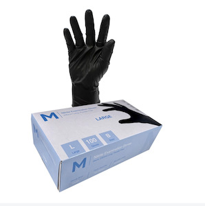 Work clothing: Nitrile Gloves Powder Free Black 7gm   - Matthews