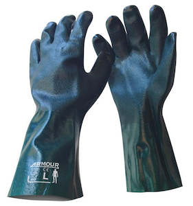 Work clothing: Armour Green PVC Cuff  Glove 35cm