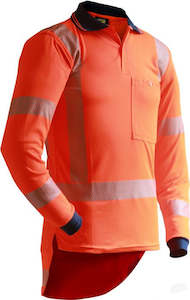 Work clothing: Caution Hi-Vis TTMC-W17 L/ Sleeve Segmented Tape Microfibre Polo