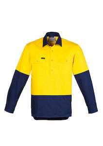 Work clothing: ZW560 - Mens Hi Vis Closed Front Long Sleeve Shirt