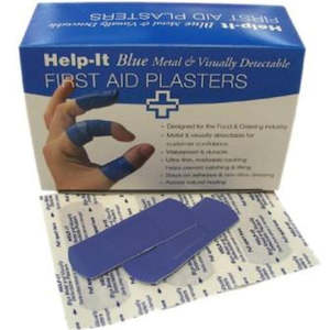 Work clothing: Help-It Blue Metal Finger Plasters 100's