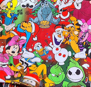 Cotton Spandex Printed: Disney charters- Cotton Spandex 230g- 1.45 length-40cm width