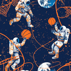 Prints: Space Hoops  - Cotton Spandex - 250g