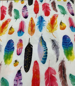 Prints Cotton Spandex: Feathers  Cotton Spandex- 210g