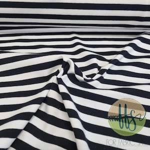 Stripes Cotton Spandex: Black & White 1cm Stripes - Cotton Spandex - Yarn Dyed