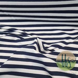 Stripes Cotton Spandex: Ink & White 1cm Stripes - Cotton Spandex - Yarn Dyed