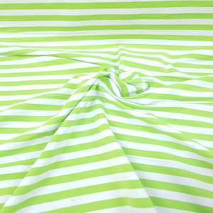 Lime & White Stripes 1cm - Cotton Spandex - Yarn Dyed