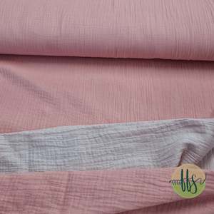 Woven: Double sided Old rose/light grey- Double Gauze