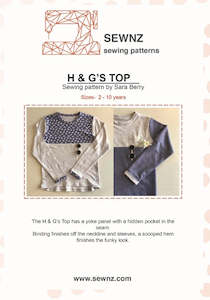 Sew Nz Patterns: H & G Top : 2-10 years