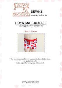 Sew Nz Patterns: Boys Knit Boxers : 1-10 years