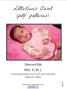 Little Kiwis Closet: Sleeved Bib- S/M/L - Little Kiwis Closet