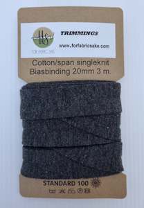 Binding: Knit Bias Binding- 20mm - Charcoal