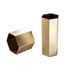 Vase Brass Hexagonal Set of 2