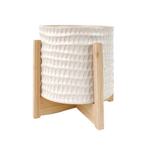 Planter On Legs Everly White & Natural Medium