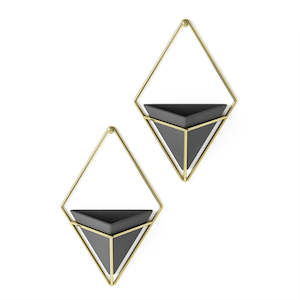 Umbra: Wall Display Trigg Small Black Brass - Set of 2